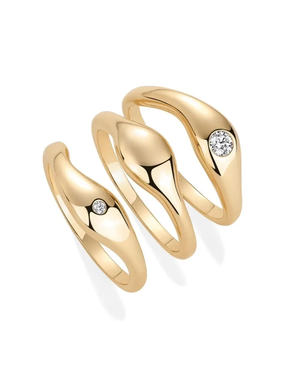 14K Gold Plated Chunky Stackable Rings Set